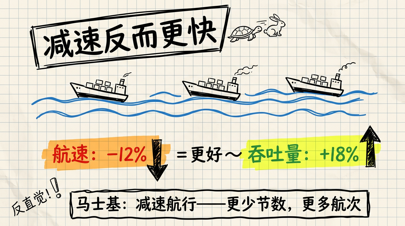 减速反而更快：马士基航速 -12% = 吞吐量 +18%