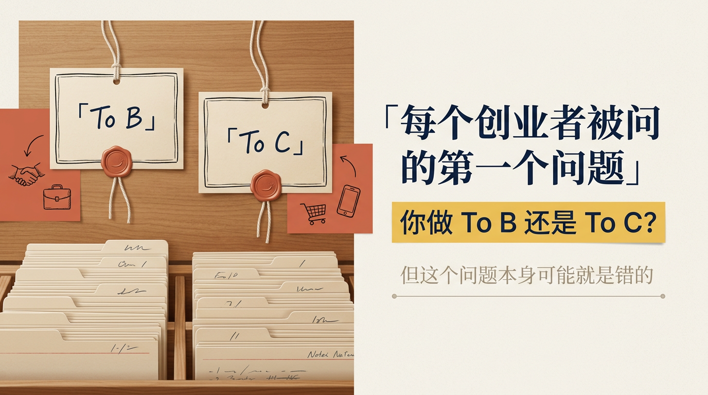 每个创业者被问的第一个问题:你做 To B 还是 To C?但这个问题本身可能就是错的