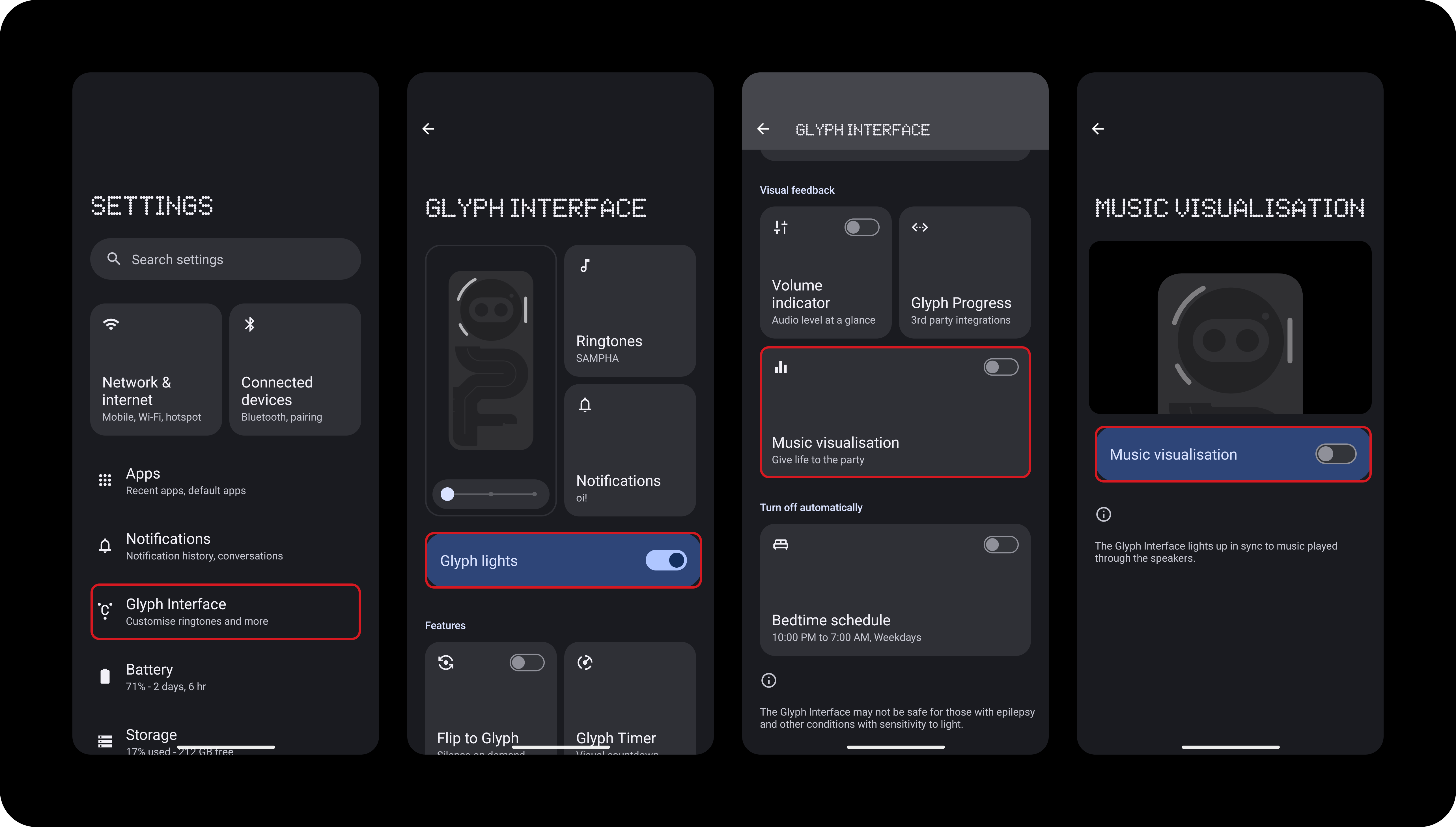 Steps to enable Glyph Music Visualization.