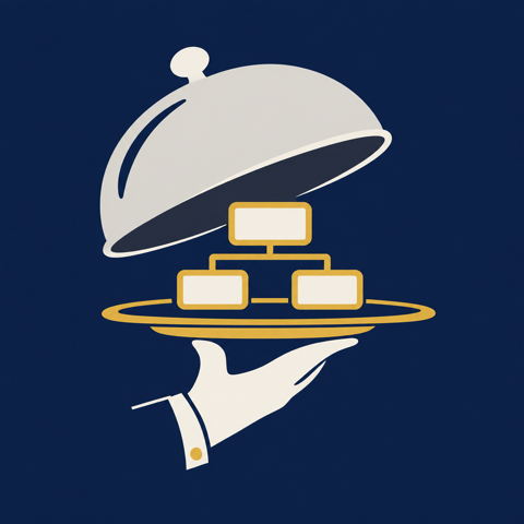A gloved hand presenting a diagram beneath a lifted cloche