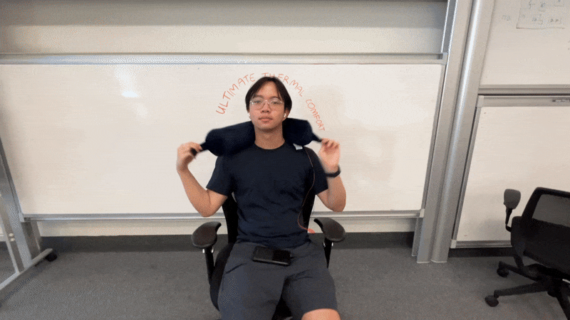 Sleeper putting on alt9 neck pillow