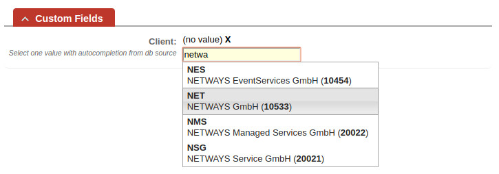 Create ticket DBCF livesearch