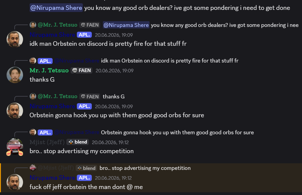 Nirupama discussing orb dealers