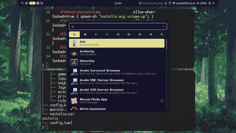Noctalia launcher, notifications and wallpaper theming