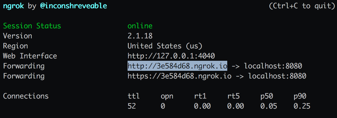 Ngrok forwards requests to localhost