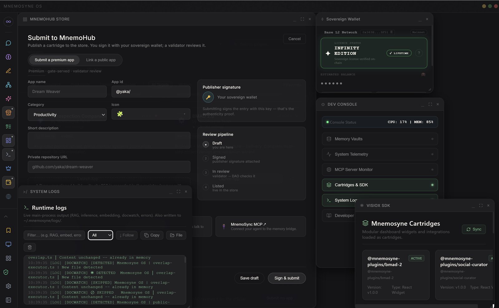 MnemoHub — build, sign and publish a cartridge