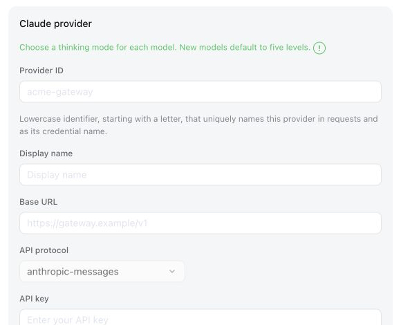 Claude Provider form in DeepSeek Harness