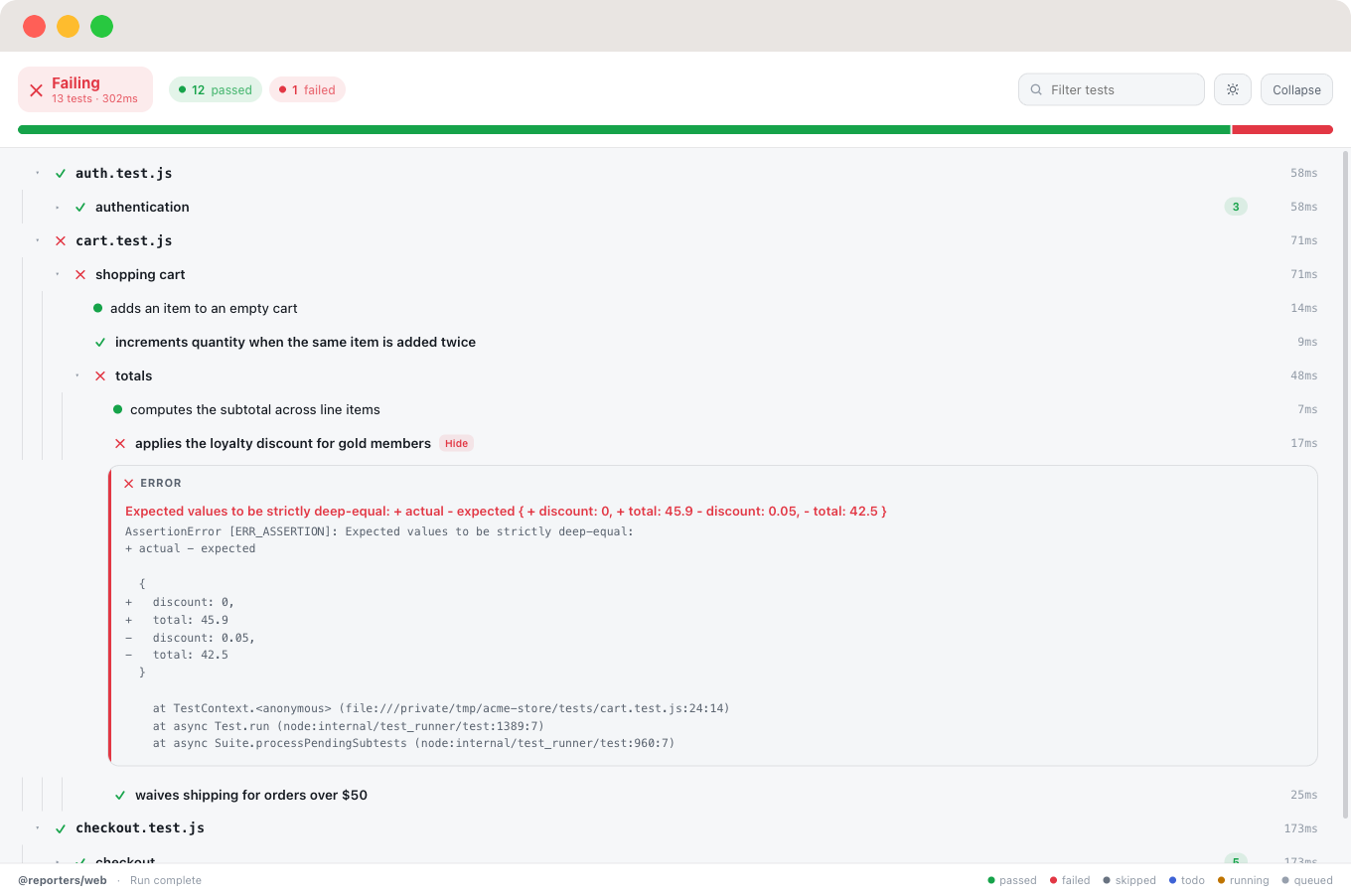 the browser viewer rendering the delivered run