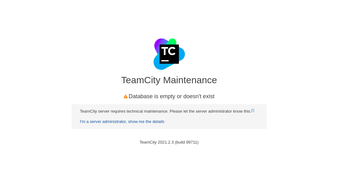 TeamCity Empty DB Start Page