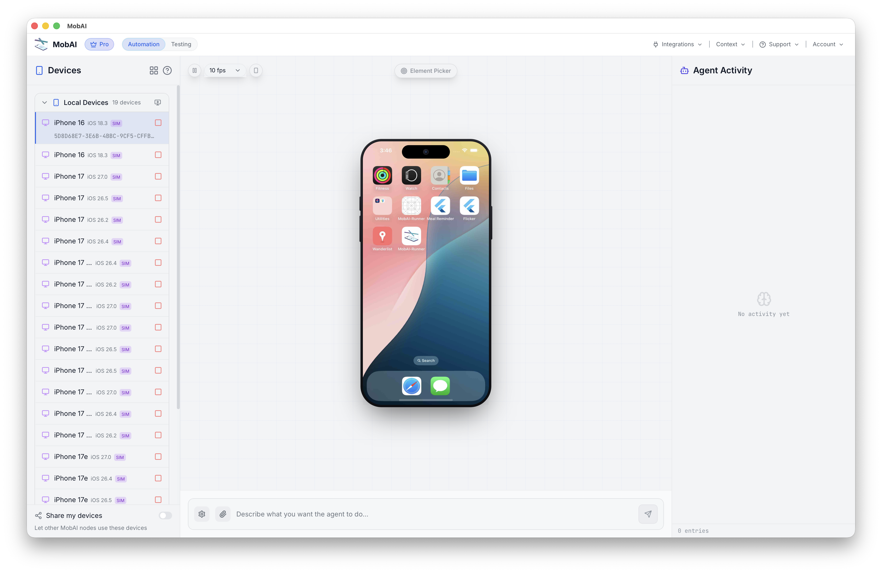 19 iOS simulators running at once on a 16 GB Mac