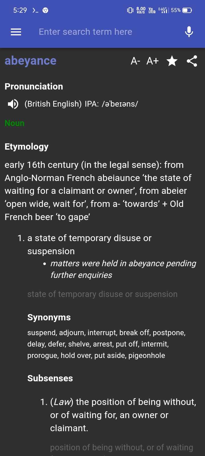 abeyance