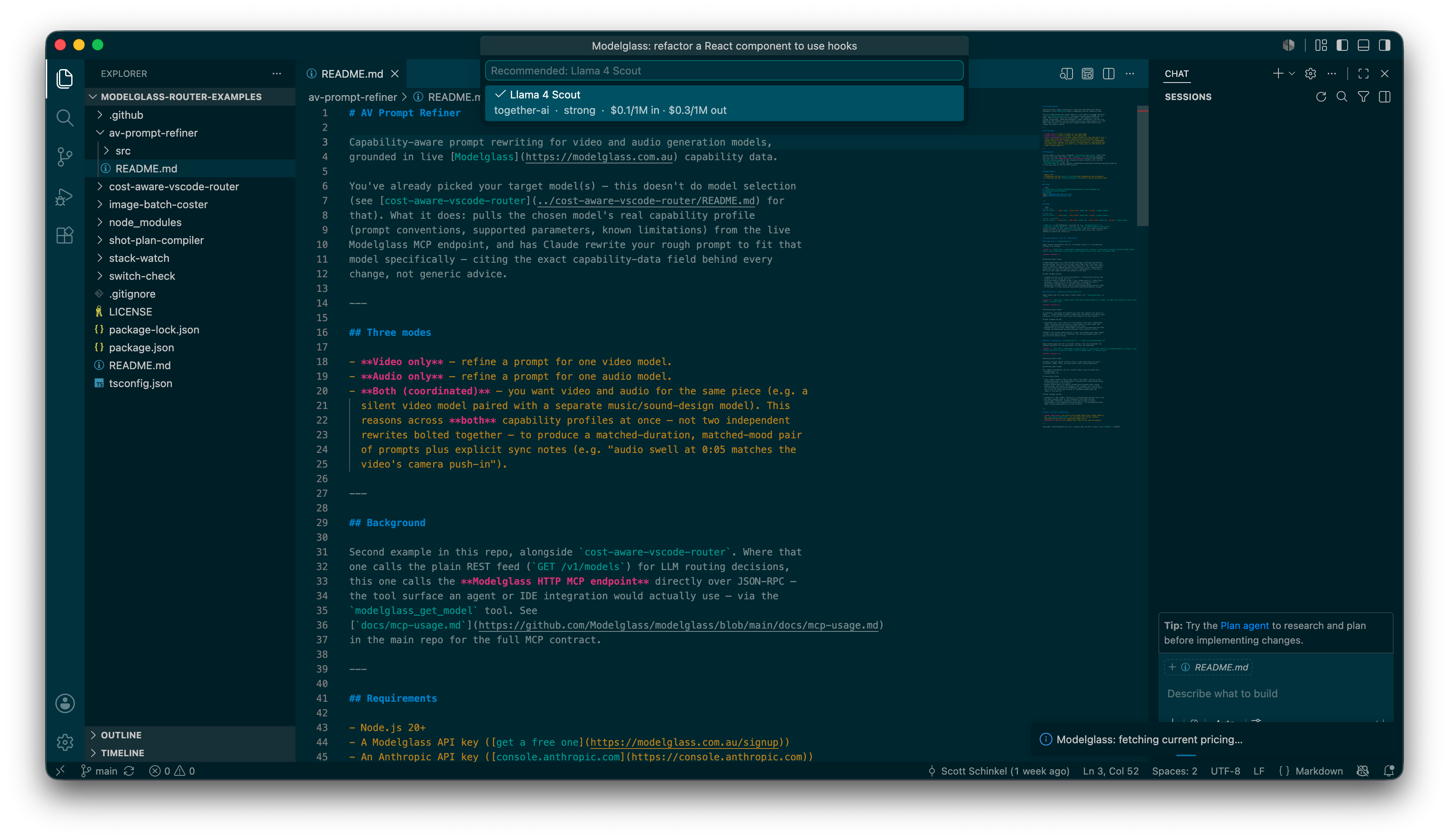 Modelglass: Route Task recommendation