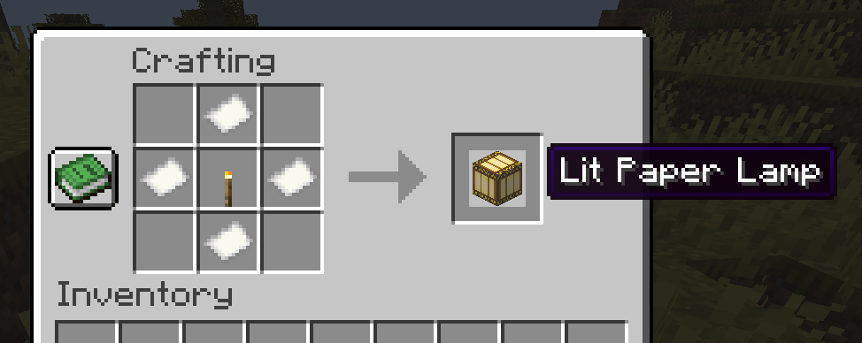 Crafting recipe for a lit paper lamp