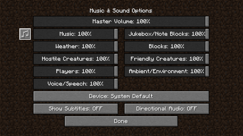 The new button in Music & Sound Options
