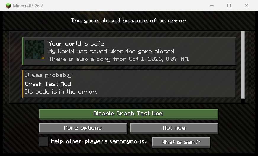 After a crash: the likely mod and a one-click fix