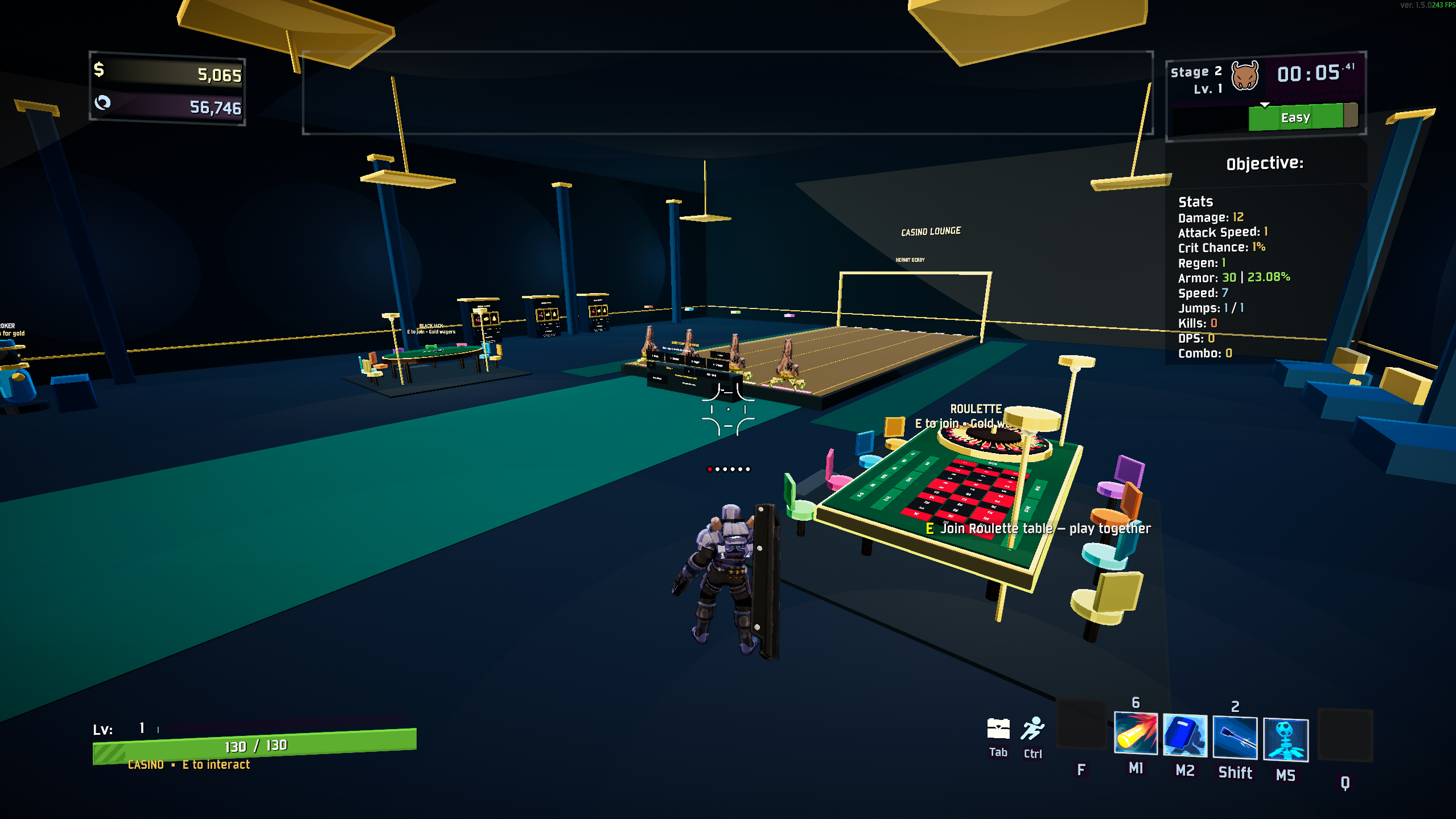 Casino Lounge with blackjack, roulette, slot machines and the Hermit Derby arena