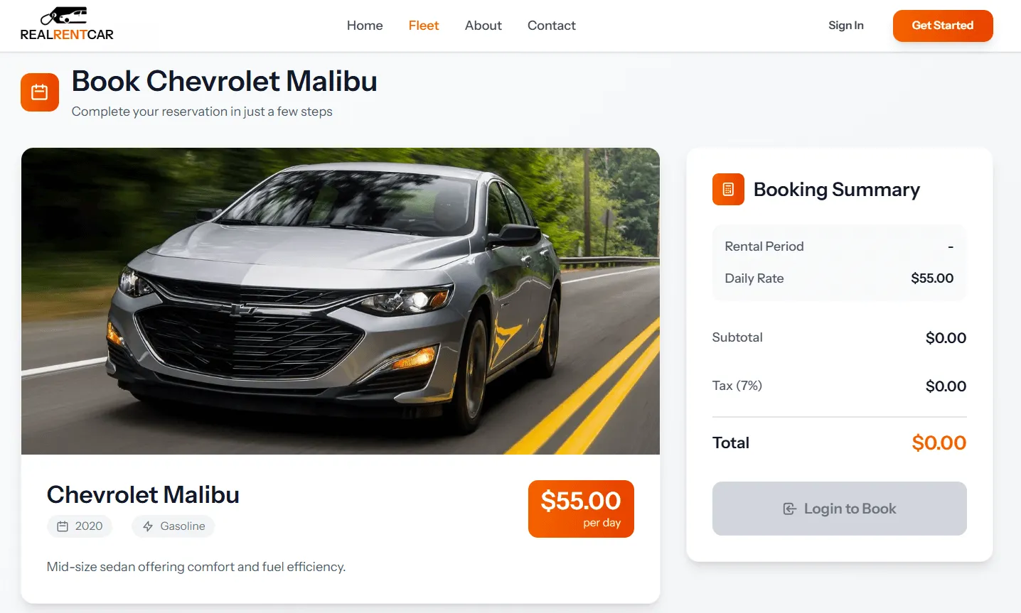 real rent car car details