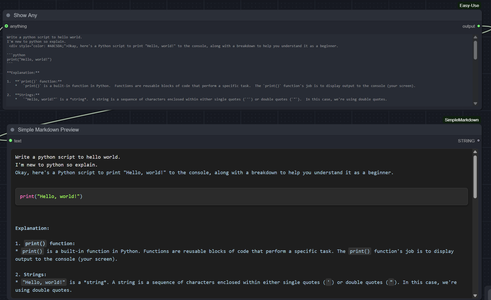 Simple Markdown Node Preview