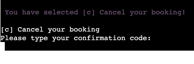 Cancel Confirmation Code