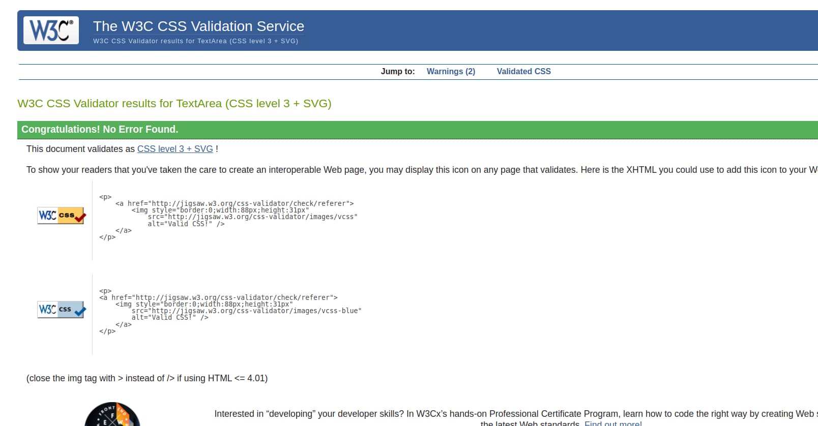 W3C CSS Validator