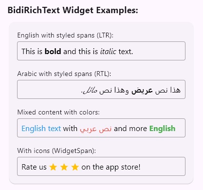 BidiRichText Widget Demo