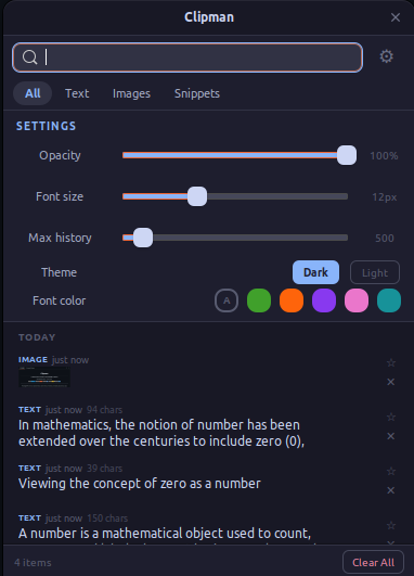 Clipman dark theme — Catppuccin Mocha