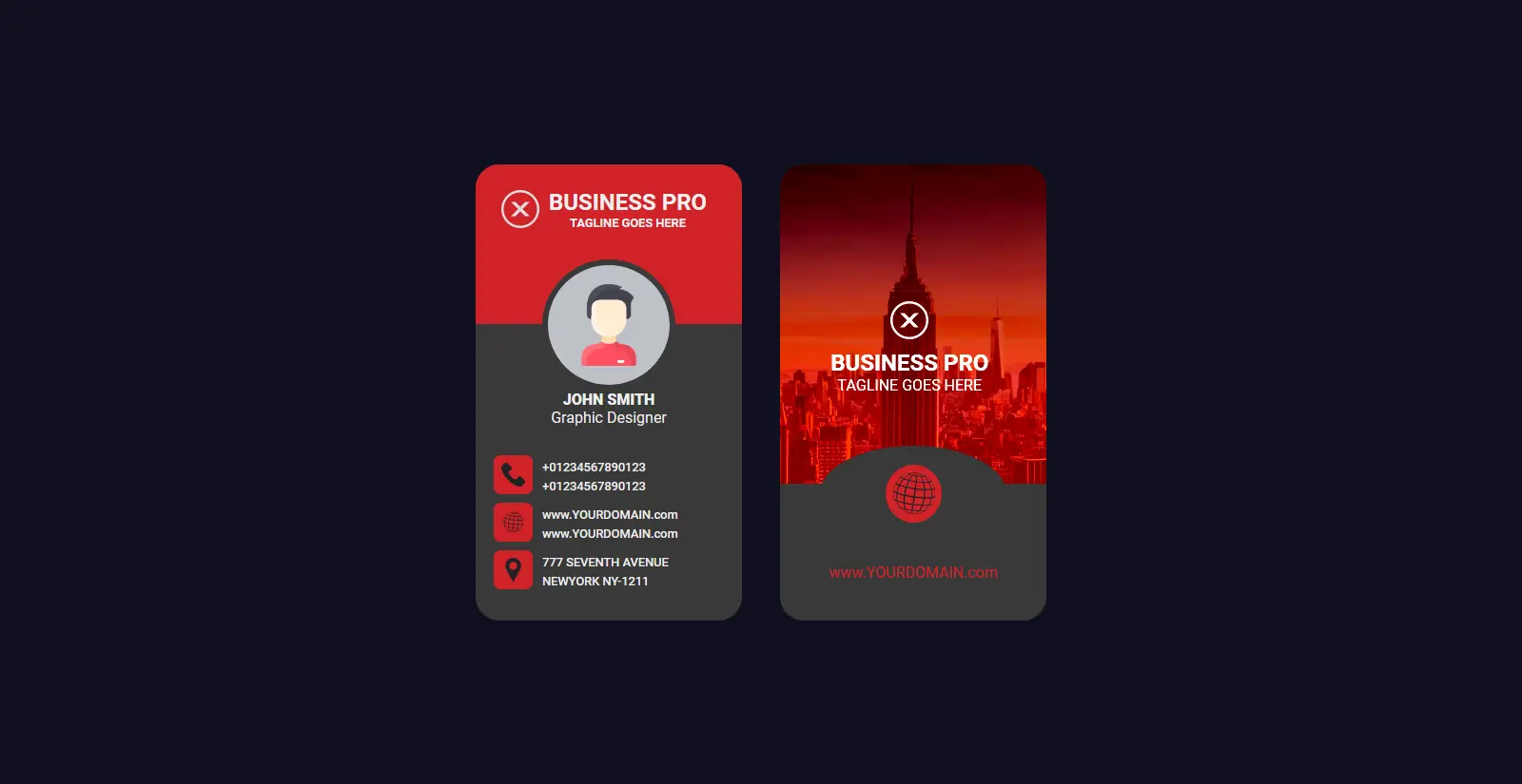 HTML / CSS Vertical Business Card