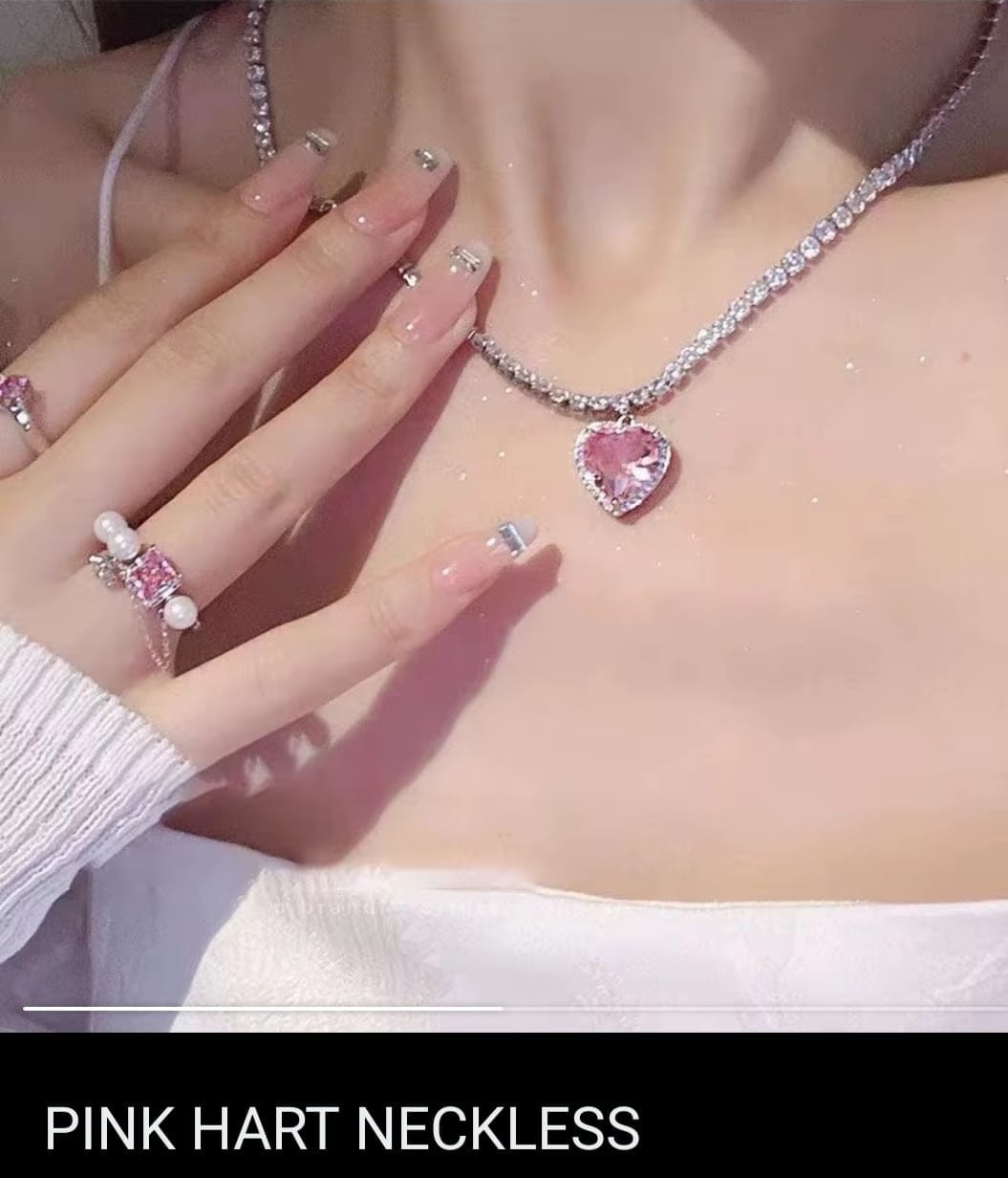 Pink Heart Pendant Necklace