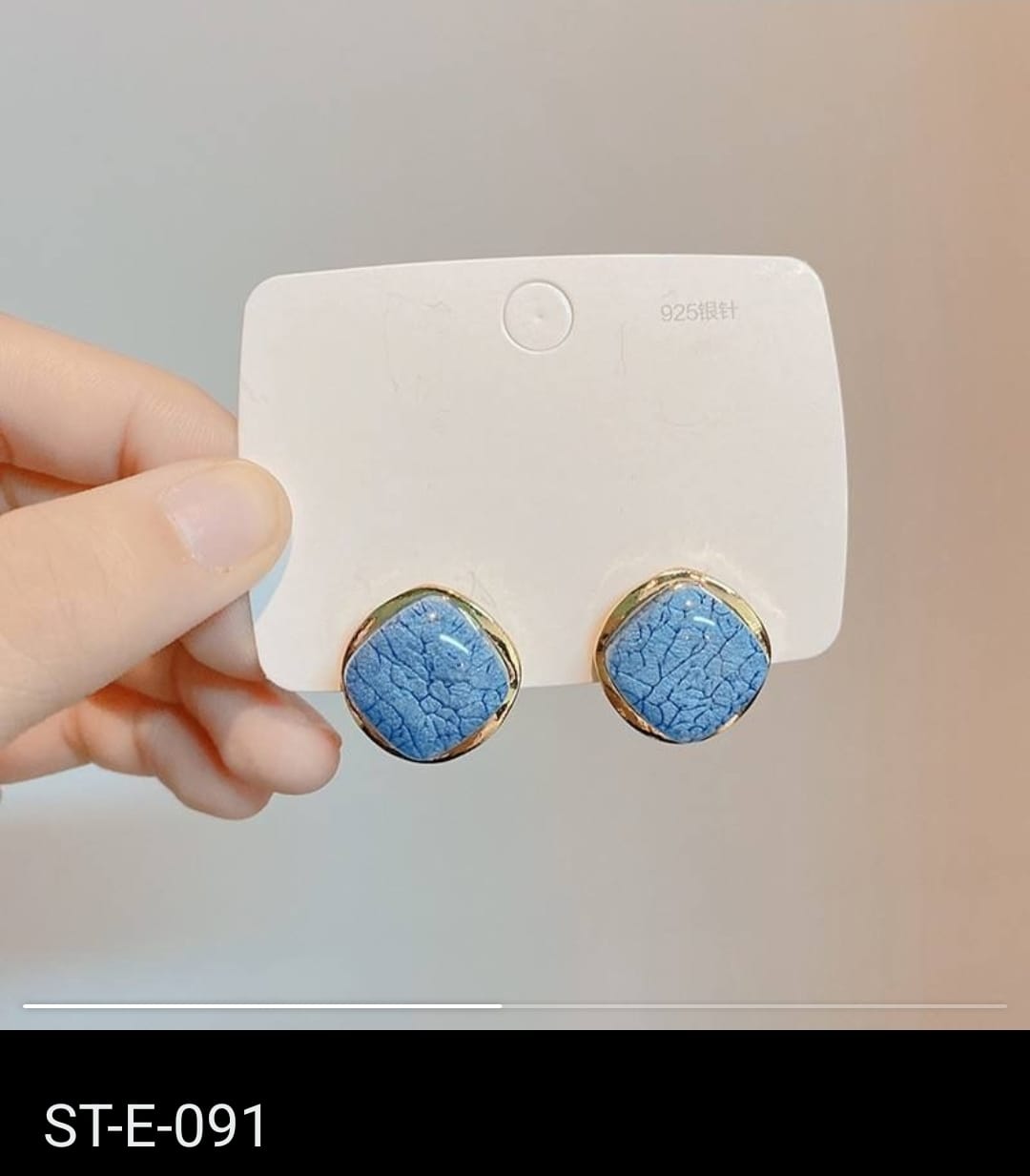 Blue Stone Stud Earrings