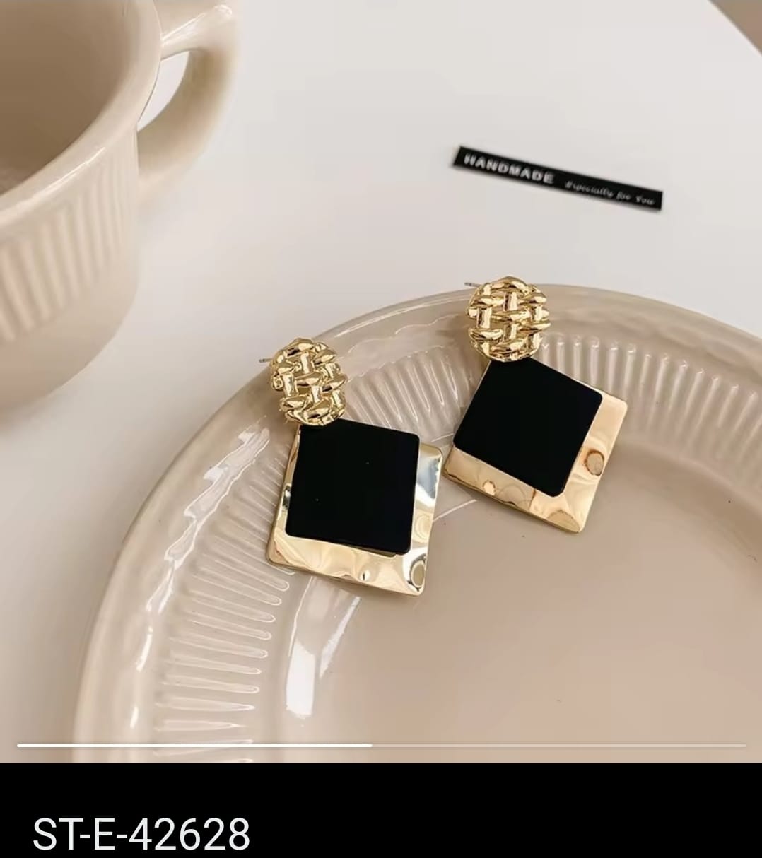 Black Square Statement Earrings