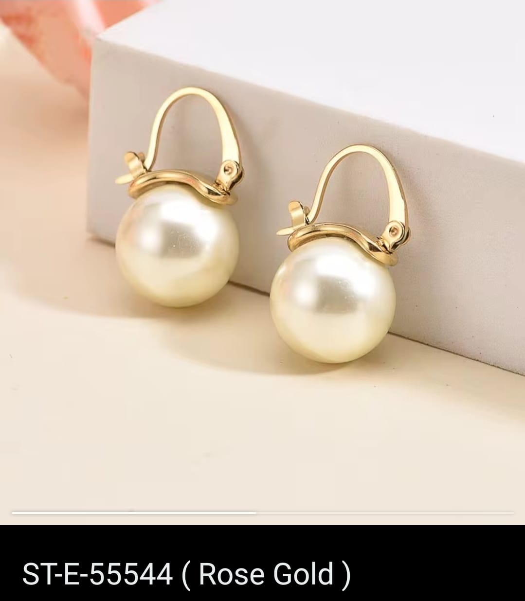 Rose Gold Pearl Hoops