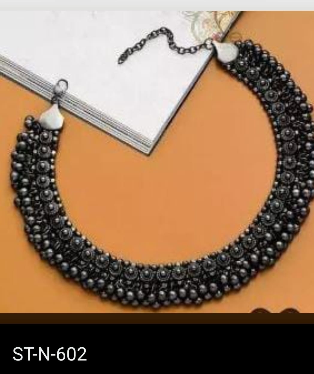Black Beaded Statement Necklace