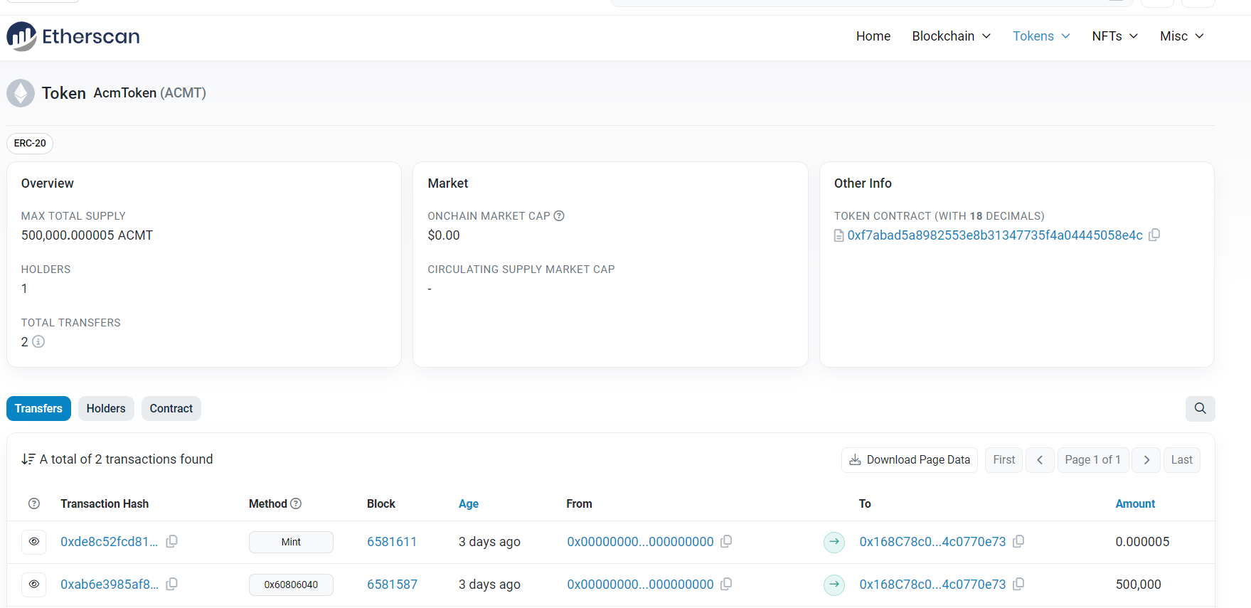 Sample Token