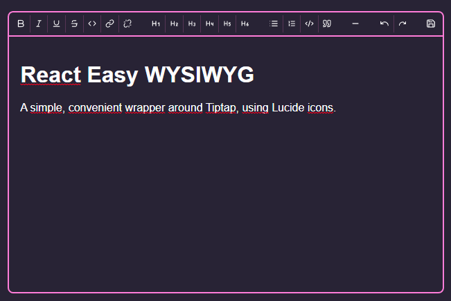 screenshot from the React-easy-wysiwyg demo
