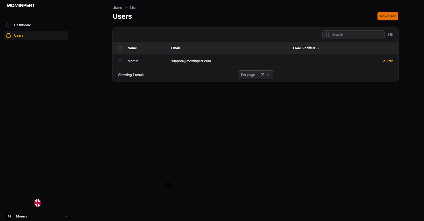 Before Localization - Users List