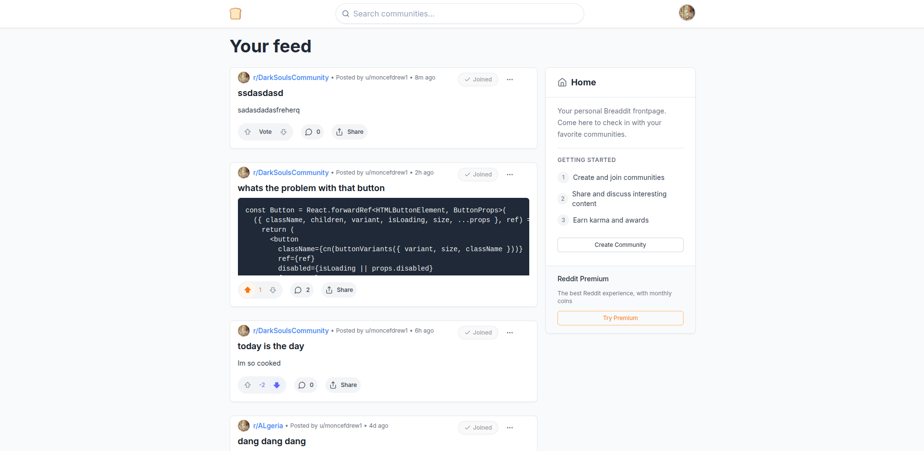 Breaddit Screenshot