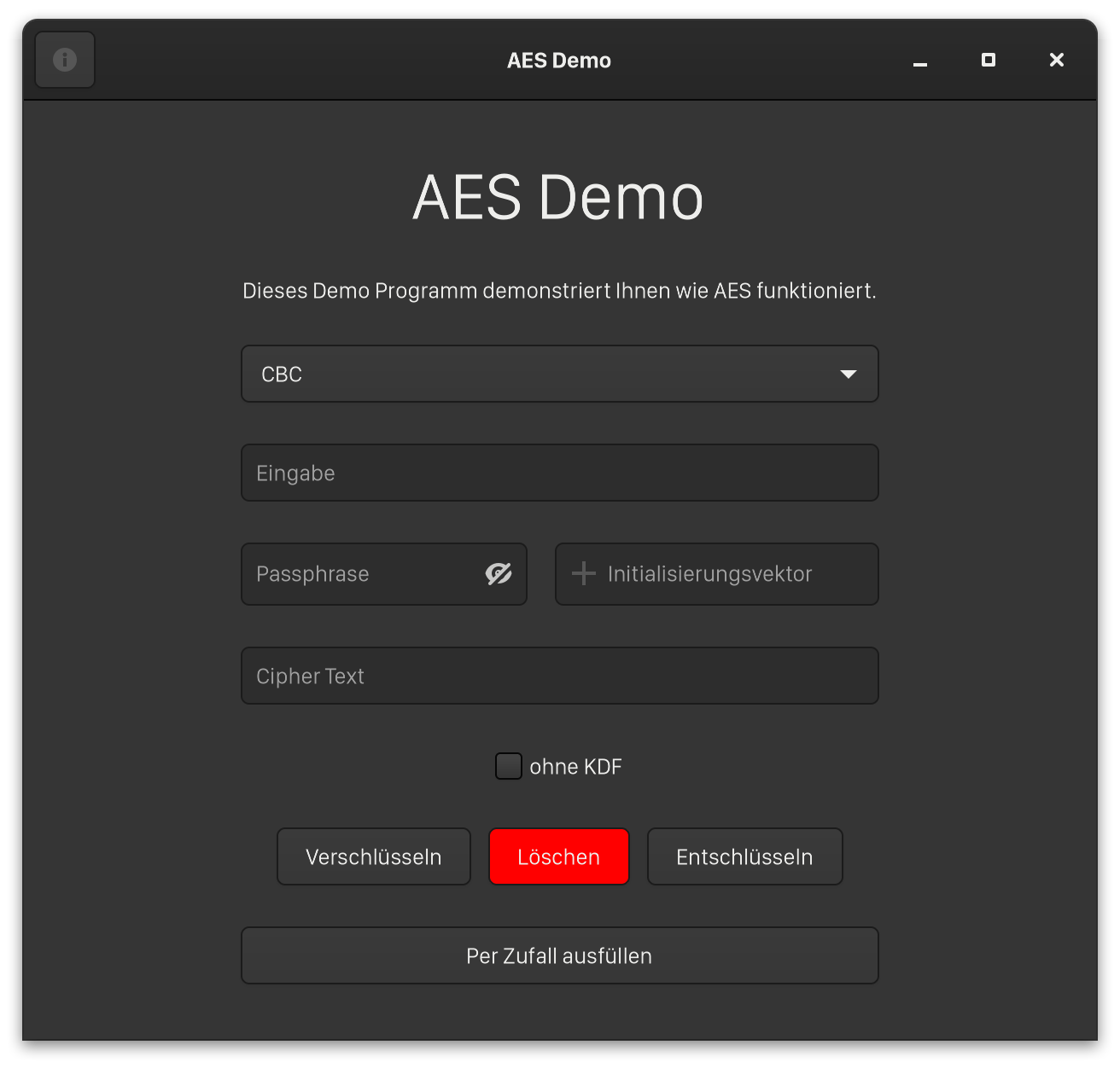 Screenshot of AESDemo