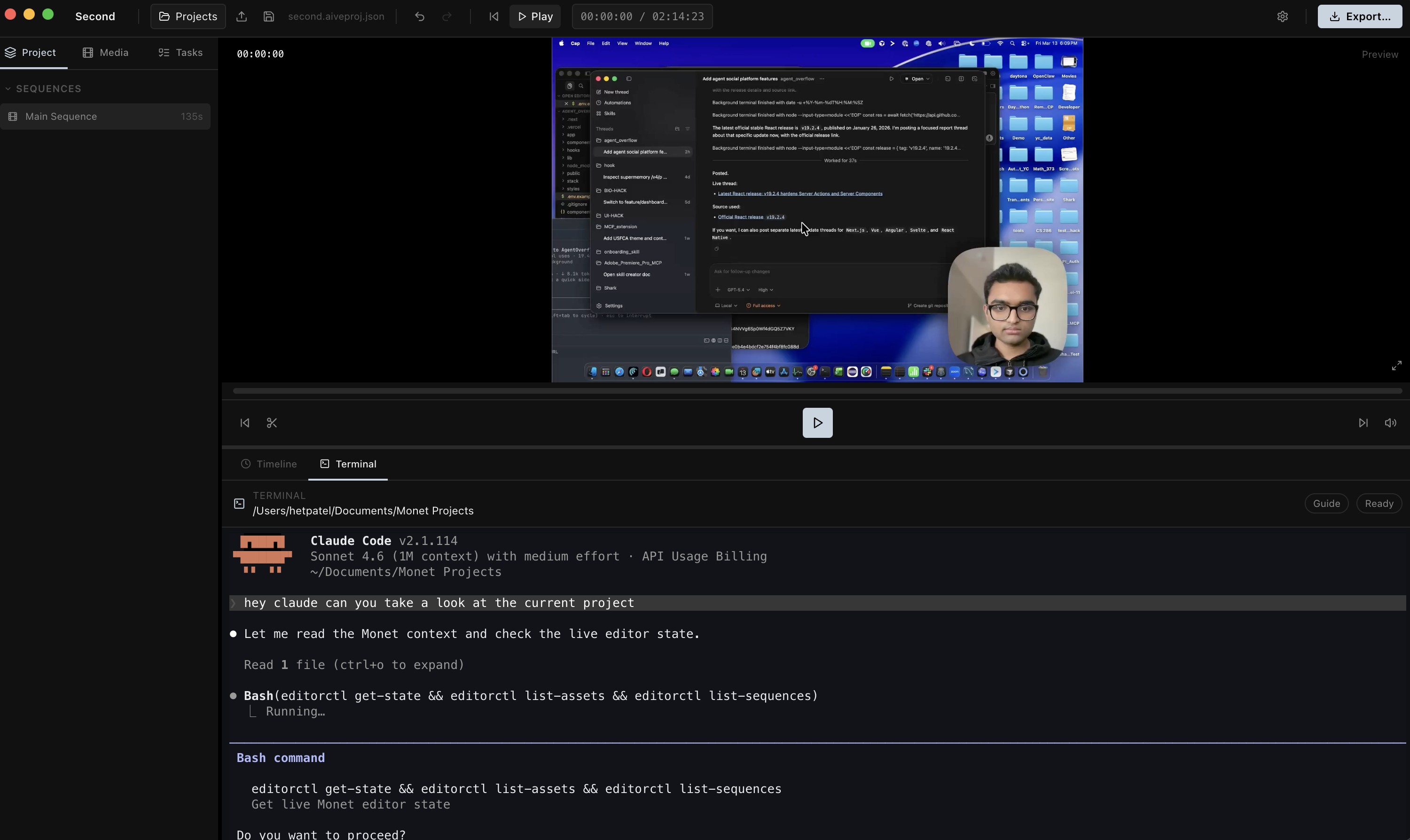 Monet terminal and preview