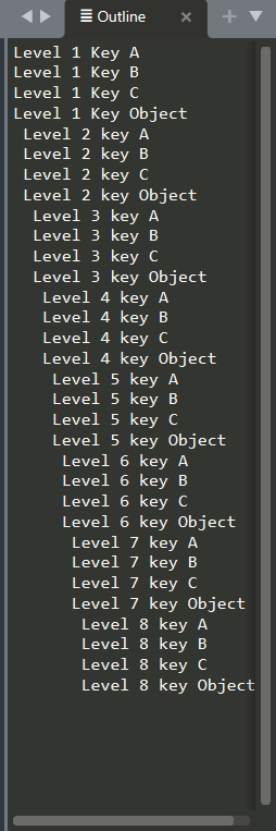 Screenshot of a JSON file with the Outline Package in Sublime Text 4.