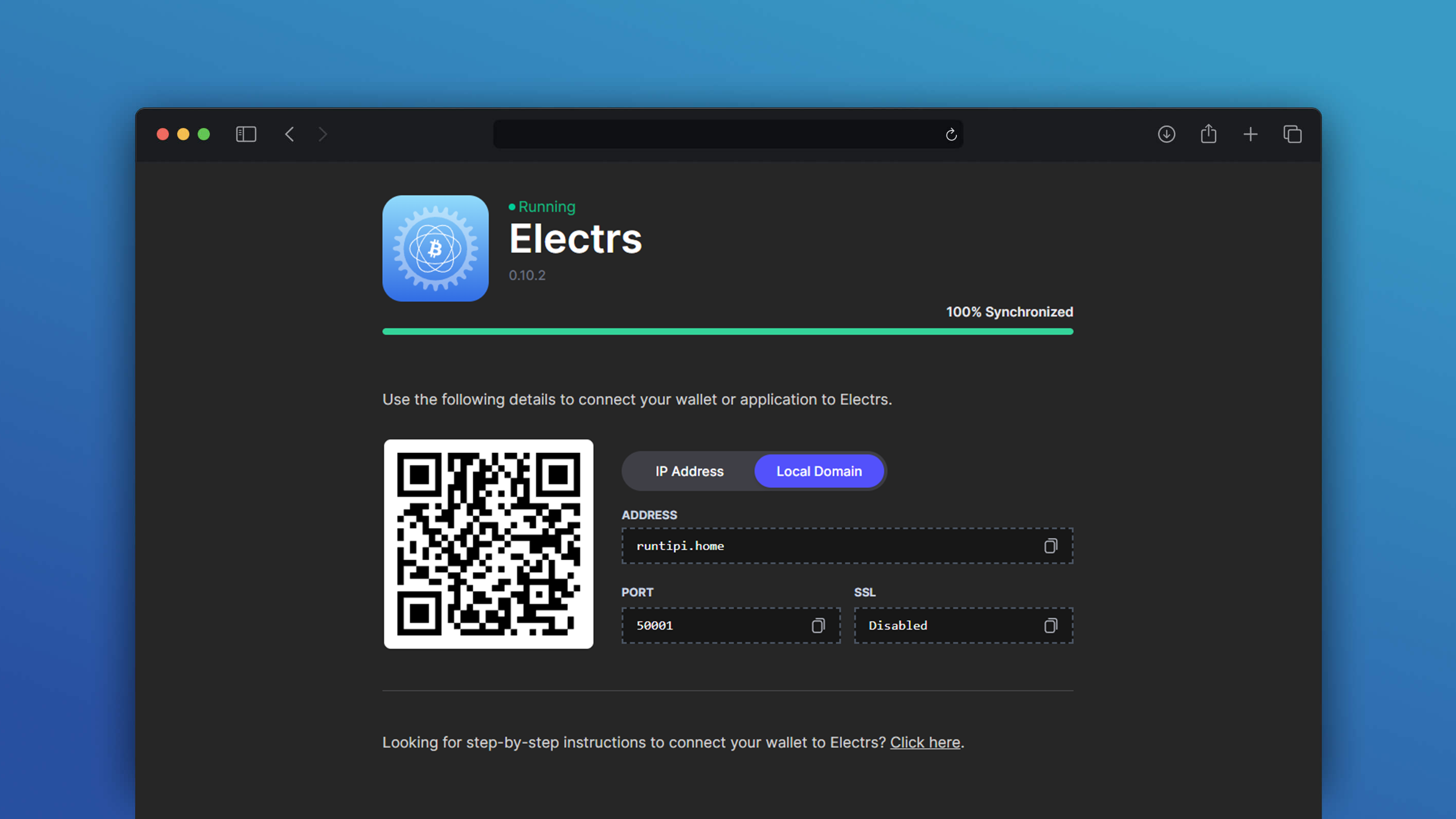 Electrs UI Screenshot