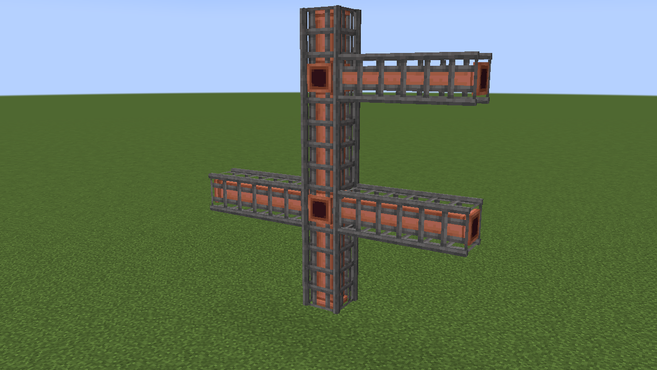 Pipes inside vertical and horizontal supports