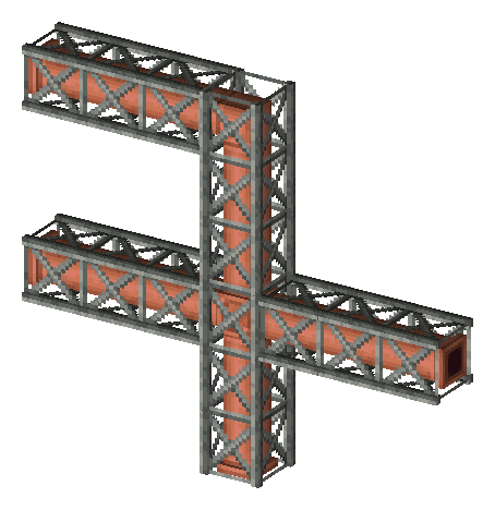 Pipes inside vertical and horizontal supports