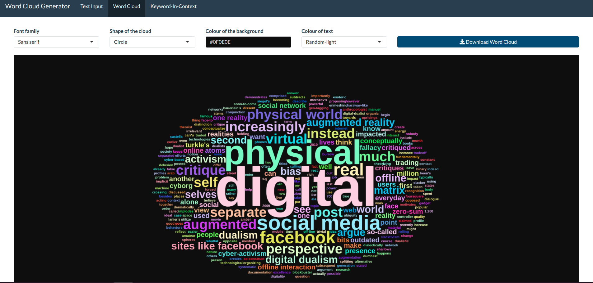 Generated word cloud