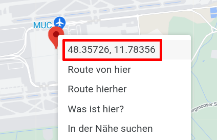 Google Maps Koordinaten-Abfrage