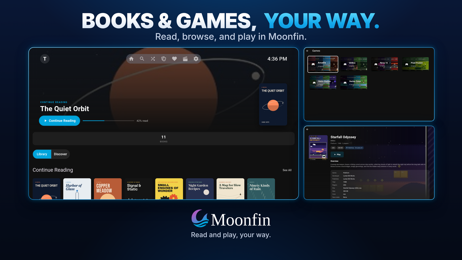 Books library and retro game library