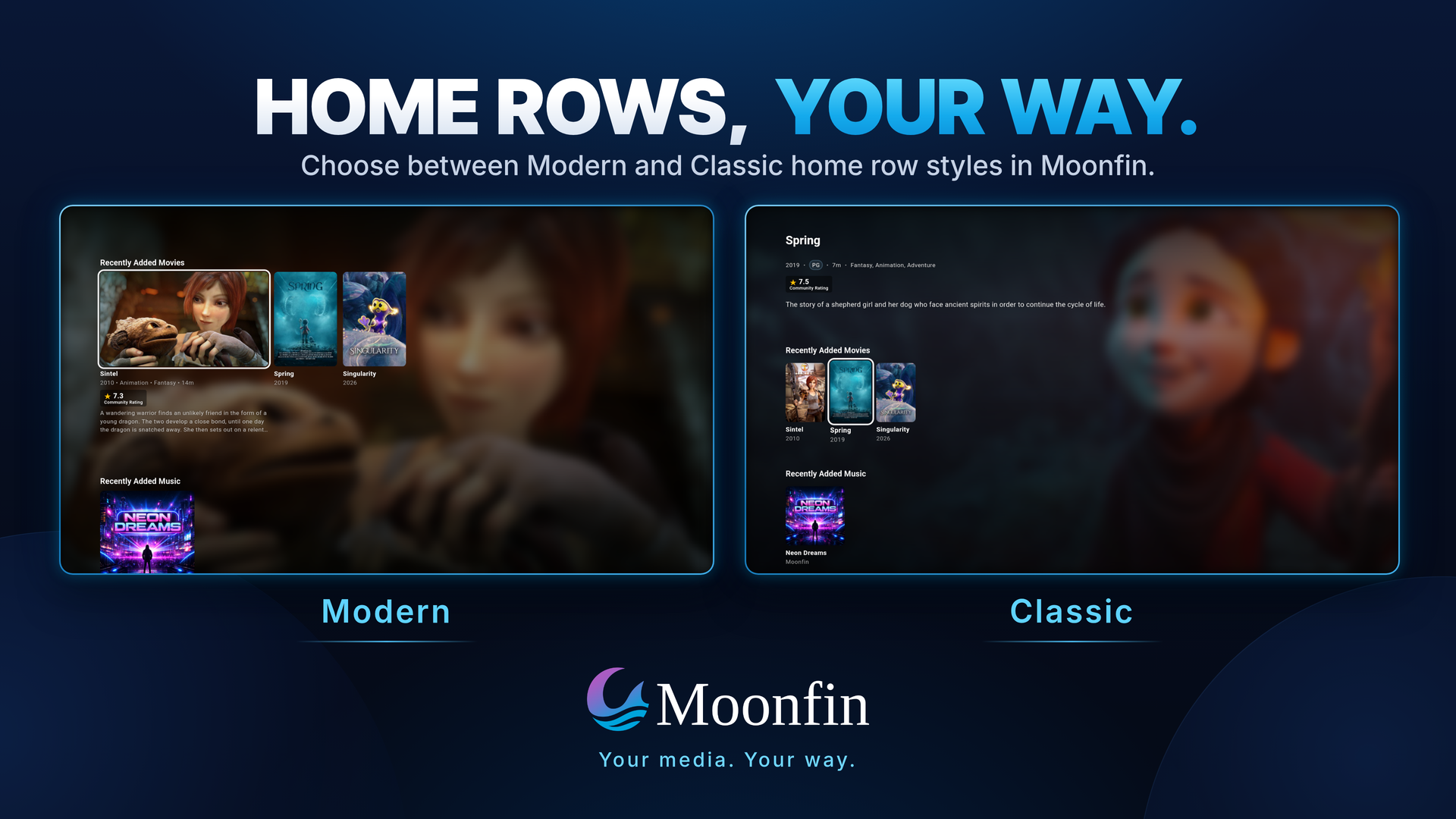 Modern and Classic home rows