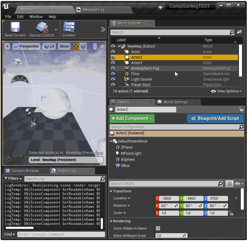 UE4 Components will be reordered