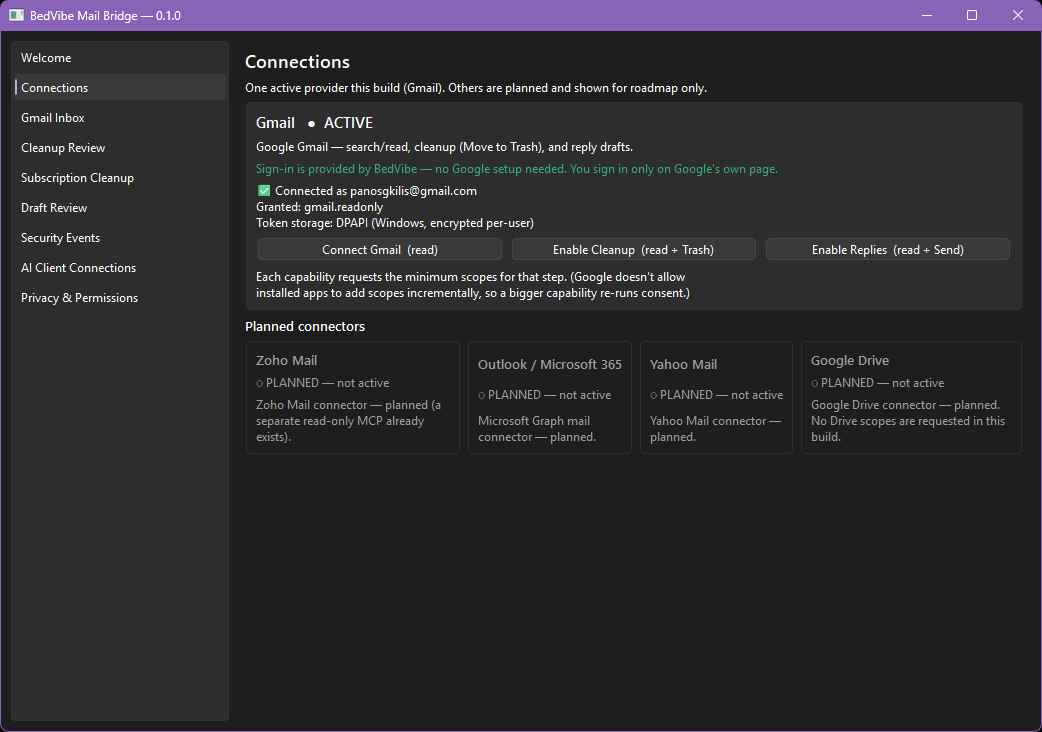 Connections screen