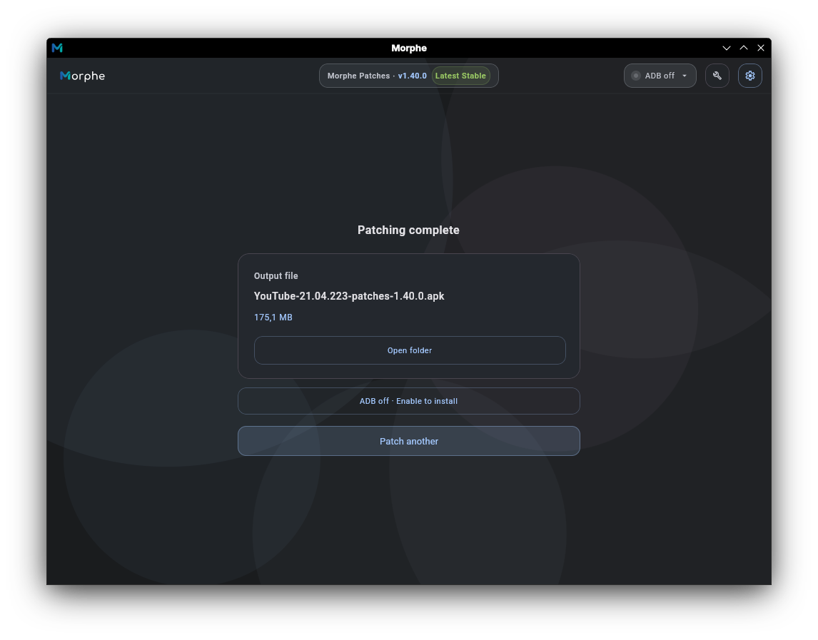 Morphe GUI Result