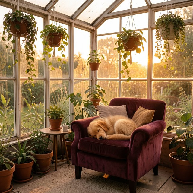 The cat replaced by a sleeping puppy